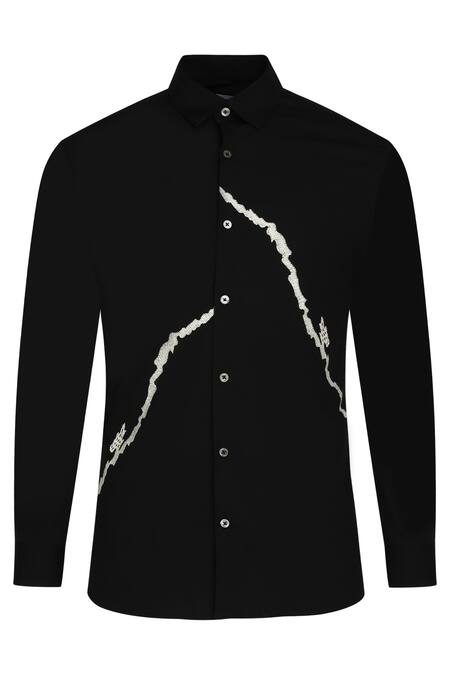 Buy Noonoo Black Giza Cotton Slim-fit Shirt Online at Aza Fashions Buy_Noonoo_Black Giza Cotton Slim-fit Shirt _Online_at_Aza_Fashions