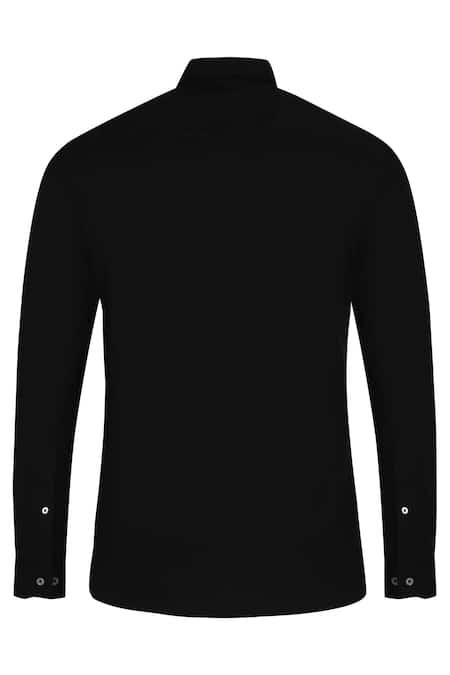 Shop Noonoo Black Giza Cotton Slim-fit Shirt Online at Aza Fashions Shop_Noonoo_Black Giza Cotton Slim-fit Shirt _Online_at_Aza_Fashions