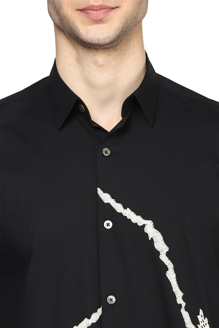 Noonoo Black Giza Cotton Slim-fit Shirt at Aza Fashions Noonoo_Black Giza Cotton Slim-fit Shirt _at_Aza_Fashions