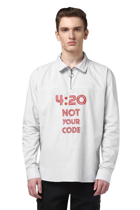 Noonoo White 100% Cotton Embroidered Shirt 