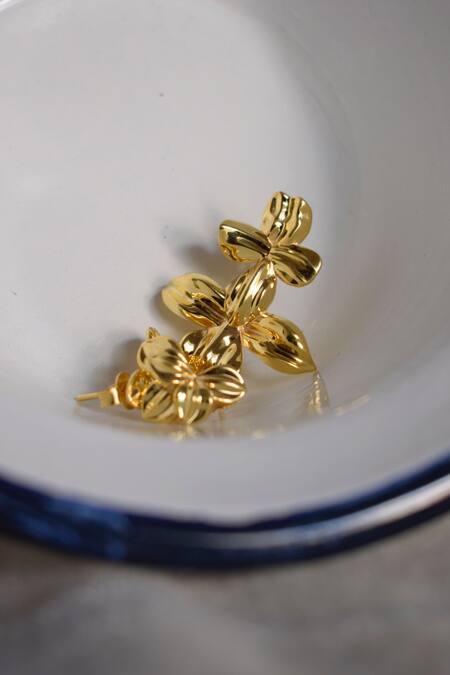 Buy_Anushka Jain Jewellery_Gold Plated Bloom Shaped Earrings_Online_at_Aza_Fashions