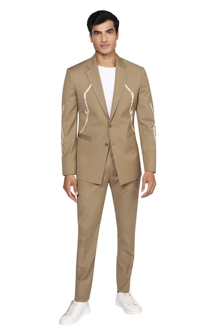 Noonoo_Beige All Season Wool Slim-fit Blazer _Online_at_Aza_Fashions