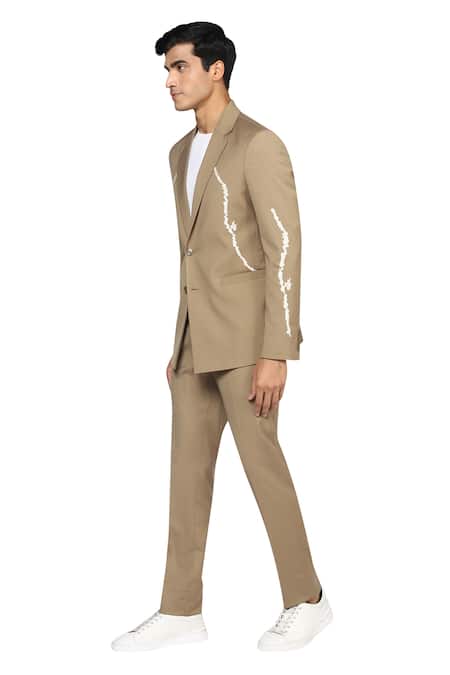 Buy_Noonoo_Beige All Season Wool Slim-fit Blazer _Online_at_Aza_Fashions