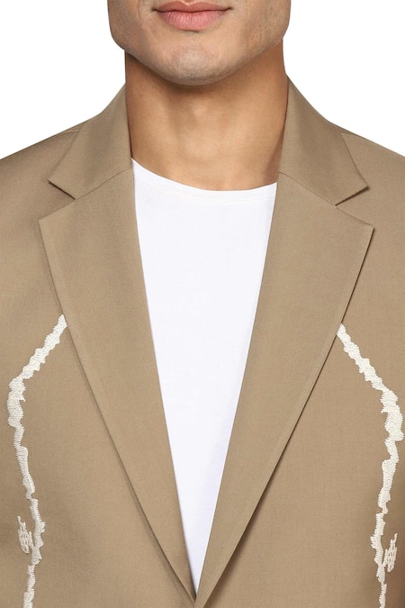 Shop_Noonoo_Beige All Season Wool Slim-fit Blazer _Online_at_Aza_Fashions