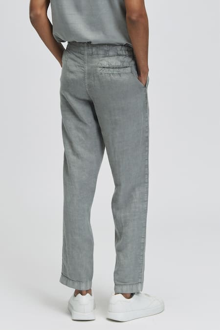 Shop Terra Luna Grey 100% Linen Nash Chinos at Aza Fashions Shop_Terra Luna_Grey 100% Linen Nash Chinos _at_Aza_Fashions