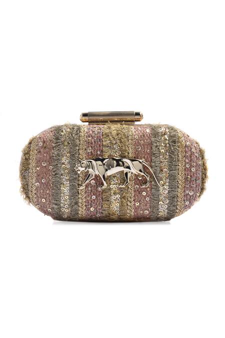 Shop Sabyasachi Multi Color Embellished Royal Bengal Clutch at Aza Fashions Shop_Sabyasachi_Multi Color Embellished Royal Bengal Clutch_at_Aza_Fashions