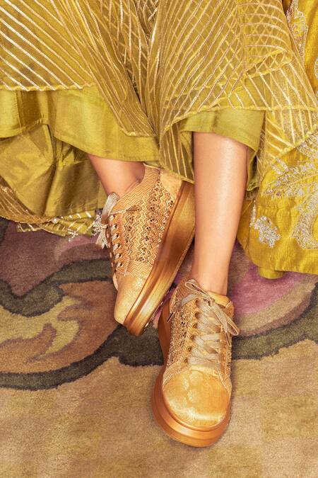 Shop_Anaar_Gold Empress Embellished Sneakers 