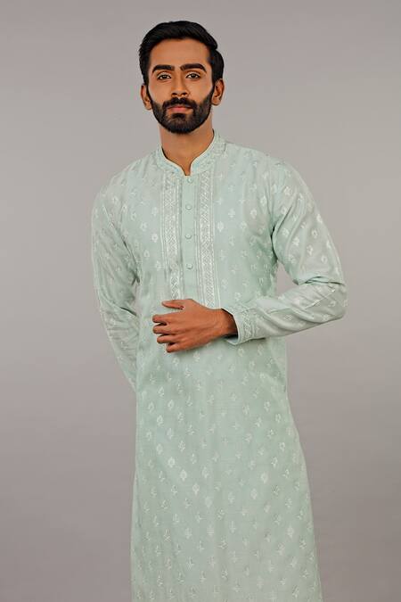 Buy Vanshik Green Kurta Churidar Cotton Set Online at Aza Fashions Buy_Vanshik_Green Kurta Churidar Cotton Set _Online_at_Aza_Fashions