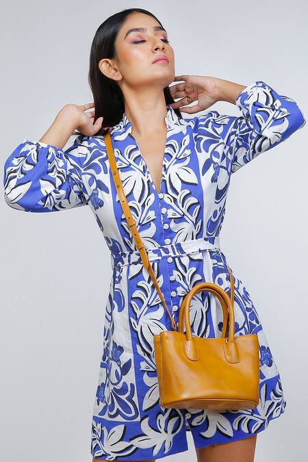 The House Of Ganges_Brown Vegan Leather Small Tote With Sling_Online_at_Aza_Fashions