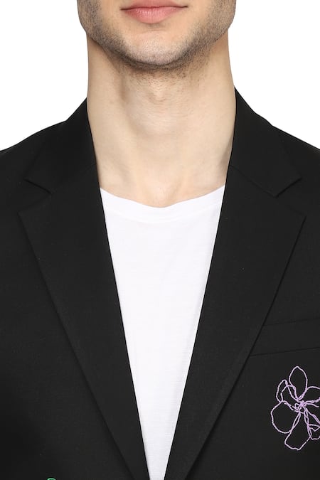 Noonoo_Black All Season Wool Slim-fit Blazer And Pant Set _at_Aza_Fashions