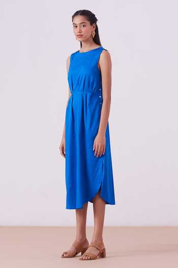 The Summer House_Blue Sabrina Midi Dress_Online_at_Aza_Fashions