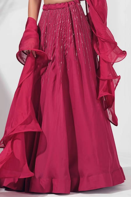 Buy Suruchi Parakh Pink Georgette Crepe, Lining Embroidered Lehenga Set With Ruffle Dupatta Online at Aza Fashions Buy_Suruchi Parakh_Pink Georgette Crepe, Lining Embroidered Lehenga Set With Ruffle Dupatta _Online_at_Aza_Fashions