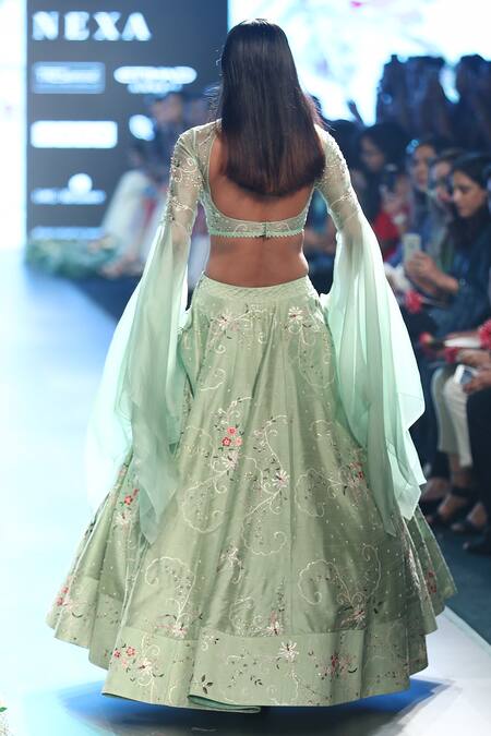 Shop Anushree Reddy Green Embroidered Lehenga Set at Aza Fashions Shop_Anushree Reddy_Green Embroidered Lehenga Set_at_Aza_Fashions