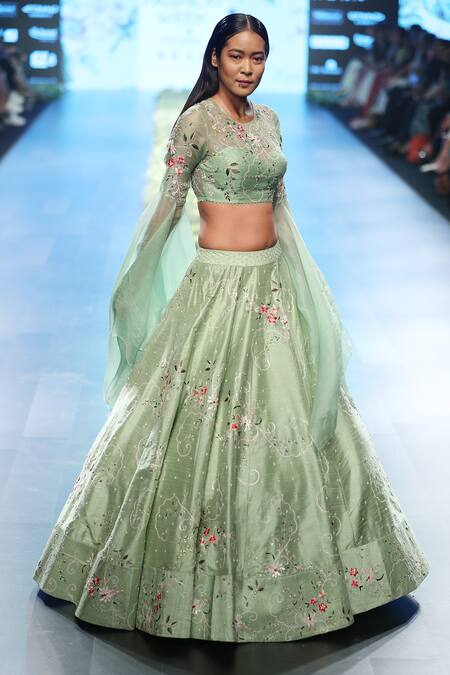 Anushree Reddy Green Embroidered Lehenga Set Online at Aza Fashions Anushree Reddy_Green Embroidered Lehenga Set_Online_at_Aza_Fashions