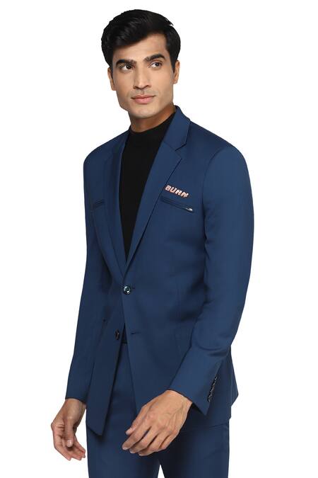 Buy Noonoo Blue All Season Wool Slim-fit Blazer And Pant Set Online at Aza Fashions Buy_Noonoo_Blue All Season Wool Slim-fit Blazer And Pant Set _Online_at_Aza_Fashions