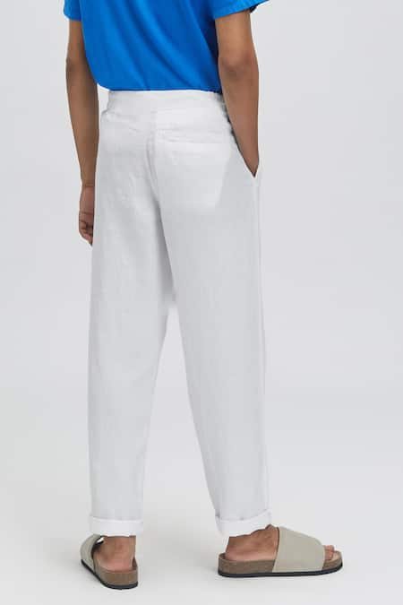 Shop Terra Luna White 100% Linen Nash Chinos at Aza Fashions Shop_Terra Luna_White 100% Linen Nash Chinos _at_Aza_Fashions