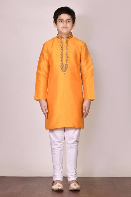 Buy Petite Pomme Yellow Silk Embroidery Kurta Set Online at Aza Fashions Buy_Petite Pomme_Yellow Silk Embroidery Kurta Set _Online_at_Aza_Fashions