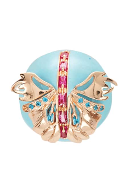 Outhouse Gold Plated Crystals Papilio Button Stud Earrings Online at Aza Fashions Outhouse_Gold Plated Crystals Papilio Button Stud Earrings _Online_at_Aza_Fashions