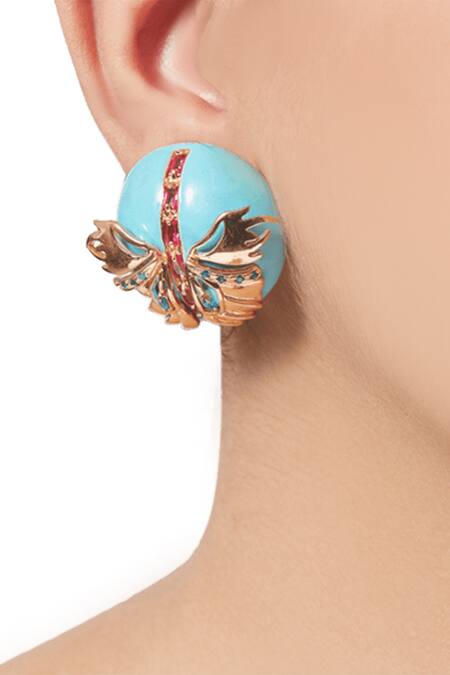 Buy Outhouse Gold Plated Crystals Papilio Button Stud Earrings Online at Aza Fashions Buy_Outhouse_Gold Plated Crystals Papilio Button Stud Earrings _Online_at_Aza_Fashions