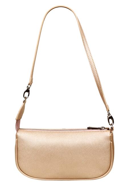 Buy_The House Of Ganges_Gold Vegan Leather Handbag_Online_at_Aza_Fashions