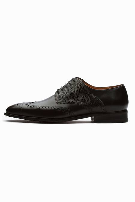 Buy_Dapper Shoes_Black Leather Wingtip Brogue Shoes_Online_at_Aza_Fashions