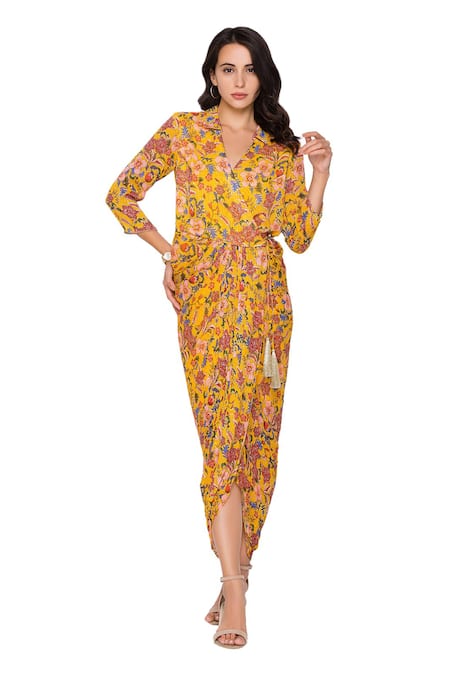 Soup By Sougat Paul Draped Floral Print Dress