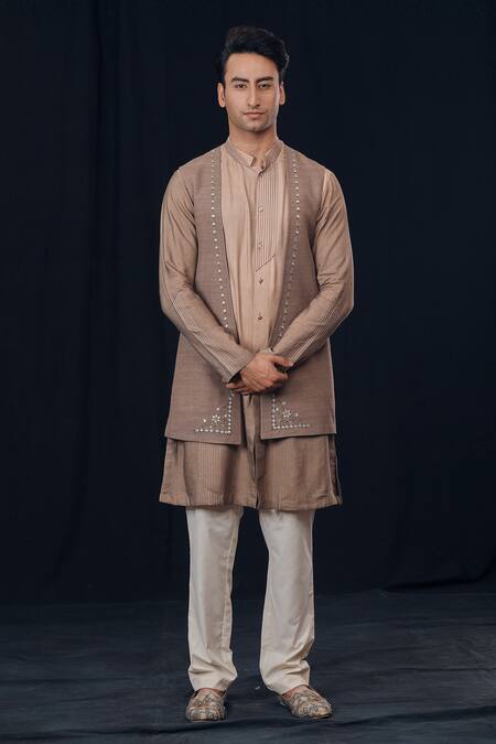 Buy Soniya G Brown Silk Embroidered Jacket And Kurta Set Online at Aza Fashions Buy_Soniya G_Brown Silk Embroidered Jacket And Kurta Set_Online_at_Aza_Fashions
