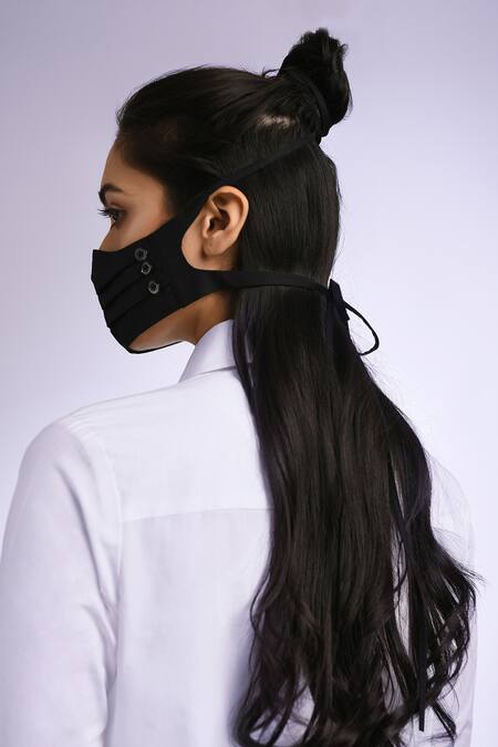 Buy_Quod_Black Pleated Face Mask Single Pc_Online_at_Aza_Fashions