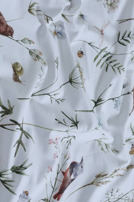 Buy_Houmn_White 100% Cotton Printed Sanctum Digital Bedsheet Set_Online_at_Aza_Fashions