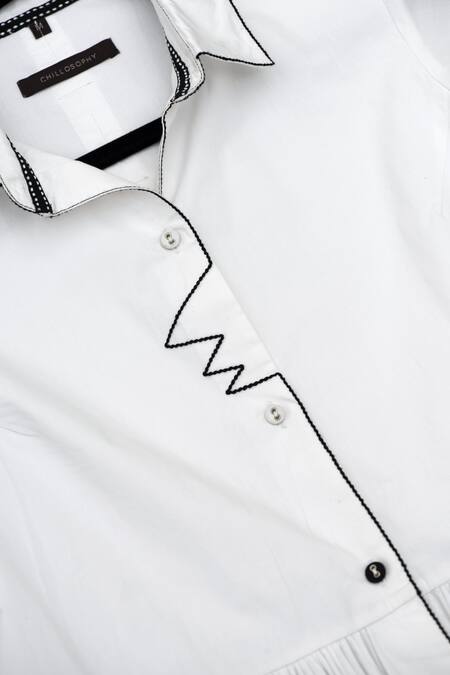 Shop Chillosophy White Cotton Poplin Shirt Collar Flared Midi Dress Online at Aza Fashions Shop_Chillosophy_White Cotton Poplin Shirt Collar Flared Midi Dress _Online_at_Aza_Fashions