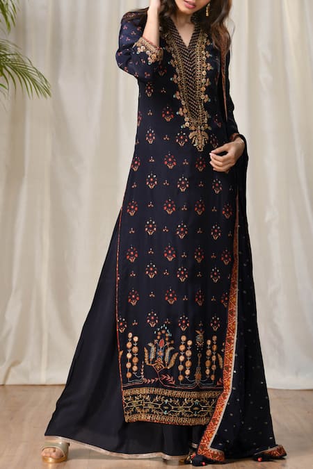 RI.Ritu Kumar Embroidered Kurta Palazzo Set 