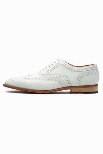 Buy_3dm Lifestyle_White Plain Wingtip Oxford Shoes _Online_at_Aza_Fashions