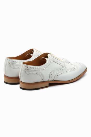 3dm Lifestyle_White Plain Wingtip Oxford Shoes _at_Aza_Fashions
