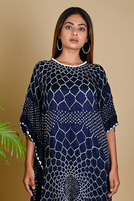 Shop_Dyelogue_Blue Gajji Silk Bandhani Dress _Online_at_Aza_Fashions