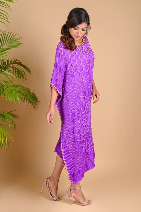 Dyelogue Purple Gajji Silk Bandhani Dress Online at Aza Fashions Dyelogue_Purple Gajji Silk Bandhani Dress _Online_at_Aza_Fashions
