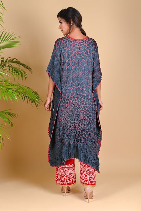Shop_Dyelogue_Grey Gajji Silk Bandhani Tunic _at_Aza_Fashions