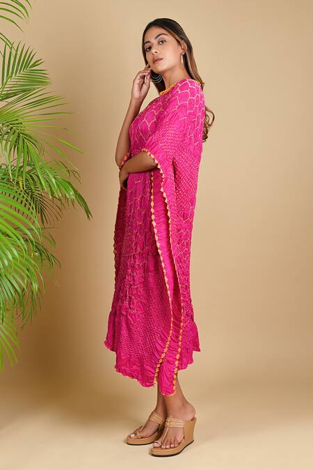 Buy Dyelogue Pink Gajji Silk Bandhani Dress Online at Aza Fashions Buy_Dyelogue_Pink Gajji Silk Bandhani Dress _Online_at_Aza_Fashions