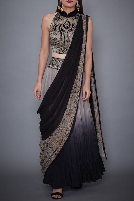 Buy Black Tulle And Georgette Embellished Ombre Lehenga & Blouse Set For  Women by Rohit Gandhi + Rahul Khanna Online at Aza Fashions.
