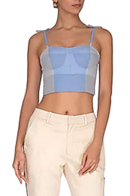 Buy Blue Cotton Corset Top For Women by Three Piece Company Online