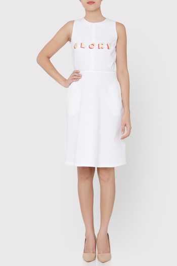 Buy_Three Piece Company_White Cotton Dress _Online_at_Aza_Fashions