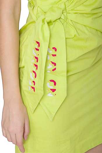 Shop_Three Piece Company_Green Cotton Wrap Dress _Online_at_Aza_Fashions