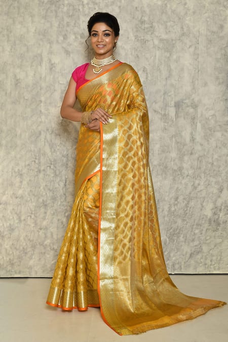 Buy Yellow Silk Woven Geometric Pattern Saree For Women By Nazaakat By Samara Singh Online At 1934