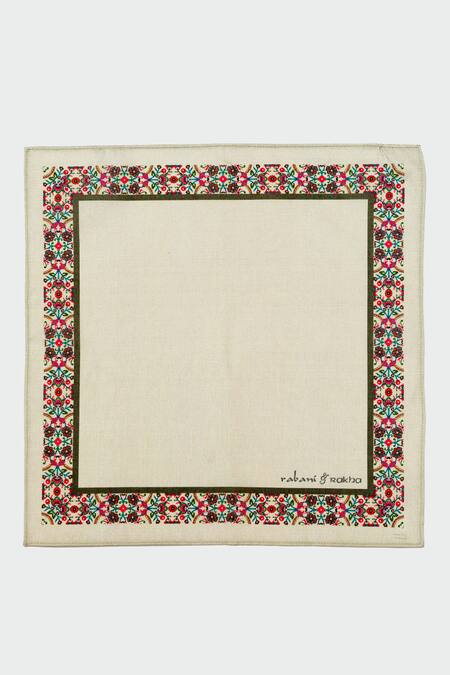 Rabani & Rakha_Peach Embroidery Face Mask And Pocket Square Gift Box _Online_at_Aza_Fashions