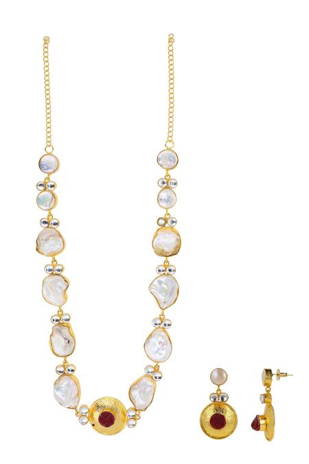 Buy Ishhaara Multi Color Stones Abstract Pattern Necklace Set Online at Aza Fashions Buy_Ishhaara_Multi Color Stones Abstract Pattern Necklace Set _Online_at_Aza_Fashions