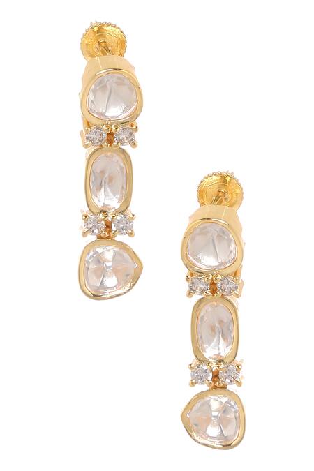 Shop_Minaki_Gold Plated Zari, Gota Patti, Diamonds Zircon Embellished Necklace Set _Online_at_Aza_Fashions