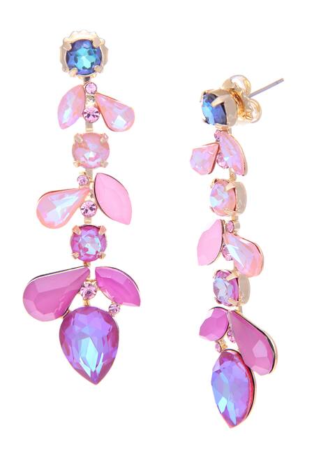 LEAH Pink Crystal Leaf Stud Earrings – Victoria met Albert