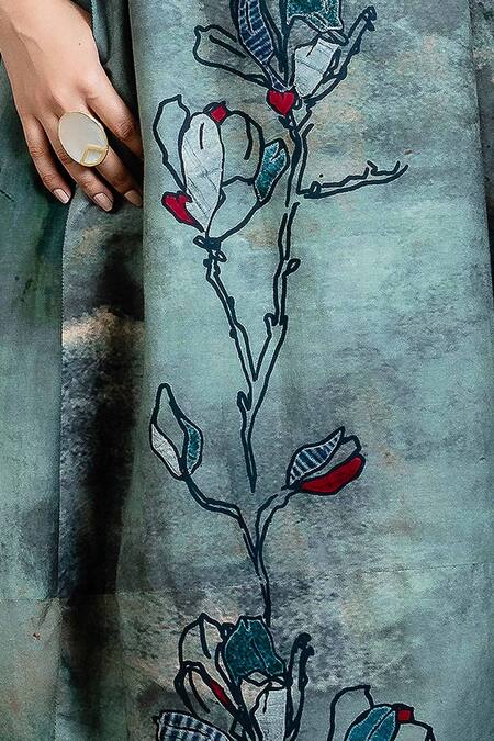 Shop_Anju Modi_Blue Silk Tunic_Online_at_Aza_Fashions