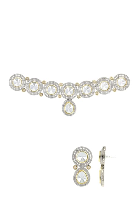Buy Ishhaara Gold Plated Diamonds, Stones American Embellished Choker Necklace Set Online at Aza Fashions Buy_Ishhaara_Gold Plated Diamonds, Stones American Embellished Choker Necklace Set _Online_at_Aza_Fashions