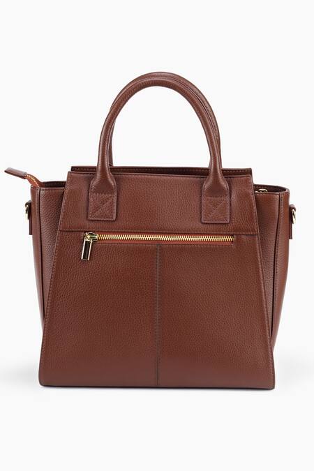 Buy Tan & Loom Brown Textured Genuine Leather Handbag Online at Aza Fashions Buy_Tan & Loom_Brown Textured Genuine Leather Handbag _Online_at_Aza_Fashions