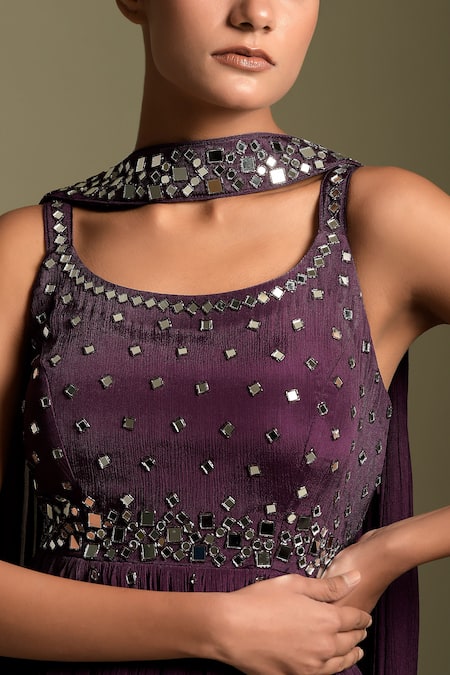 Buy Two Sisters By Gyans Purple Chiffon Mirror Work Round Neck Embellished Kurta Set Online at Aza Fashions Buy_Two Sisters By Gyans_Purple Chiffon Mirror Work Round Neck Embellished Kurta Set _Online_at_Aza_Fashions